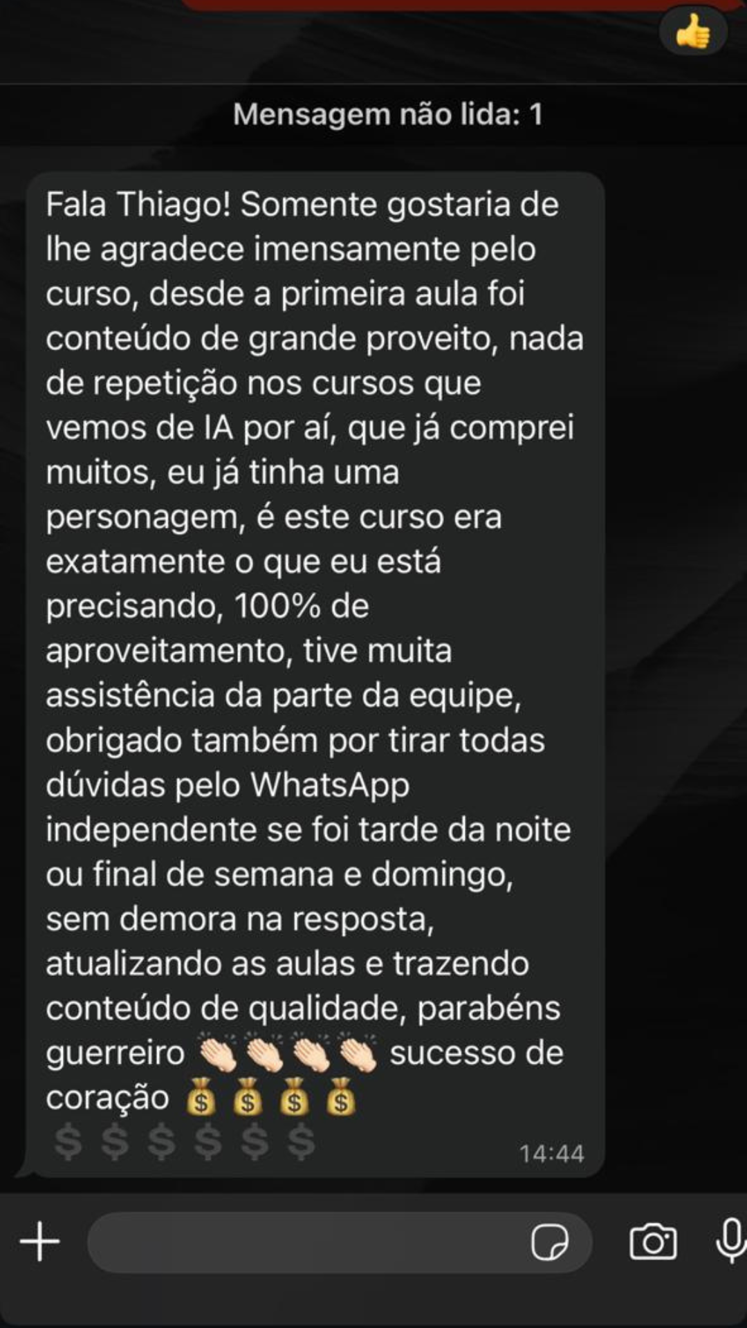 Segundo depoimento de cliente